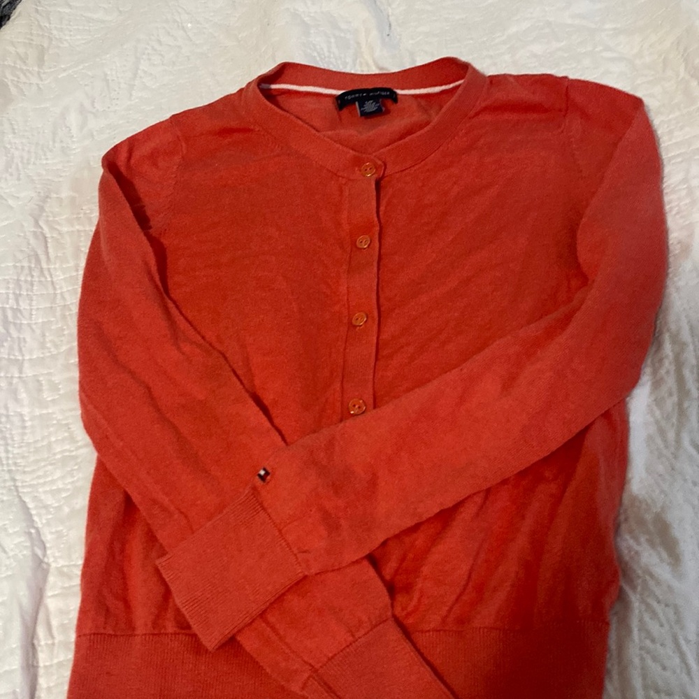 orange tommy hilfiger button down women
